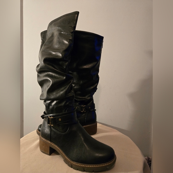 White Mountain Women's Black Burn Smooth Crammers Knee-High Boots Shoe Size 9 - Picture 5 of 9